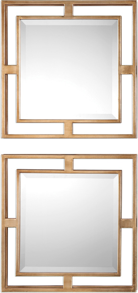 uttermost mirrors on sale Uttermost Gold Square Mirrors Forged Iron Featuring Three Dimensional Depth, Hand Finished In A Lightly Antiqued Gold Leaf.