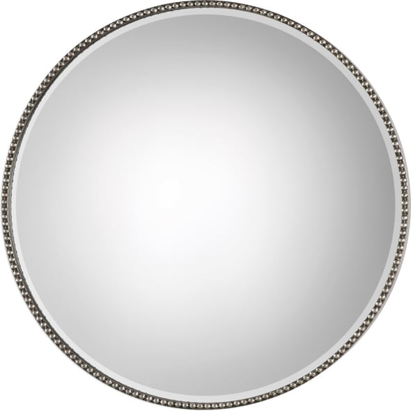 modern bathroom mirror frame Uttermost Beaded Round Mirror This Petite Iron Frame Features A Beaded Surface With A Deep Profile, Hand Finished In A Lightly Antiqued Silver Leaf.