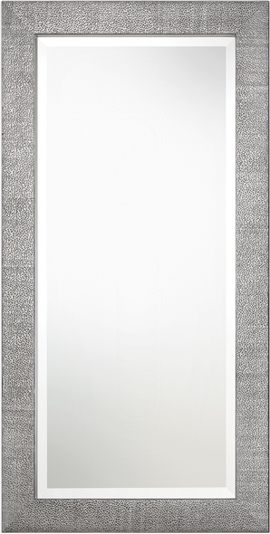 crystal frame mirror Uttermost Metallic Silver Mirror This Contemporary Design Features A Textured Solid Wood Frame Finished In A Metallic Silver With A Light Gray Wash.