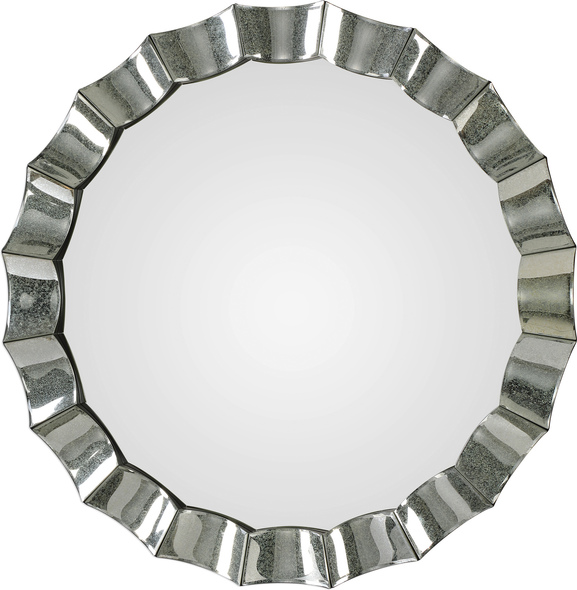 mirror with flower design Uttermost Scalloped Round Mirror This Frame Features Individual Antiqued Mirrors With A Scalloped Design And Subtle Beveled Edges.