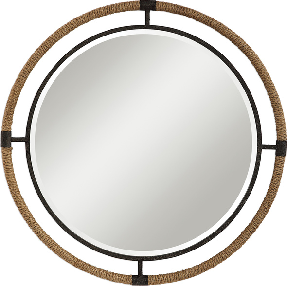 mirror with ornate silver frame Uttermost Coastal Round Mirror This Forged Iron Mirror Frame Is Finished In A Textured Rust Black That