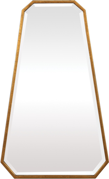 tall stand mirror Uttermost  Modern Mirror This Metal Mirror Features A Modern, Octagon Design That Boasts Clean Edges With Light Distressing And A Metallic Gold Leaf Finish. The Mirror Has A Generous 1 1/4" Bevel.