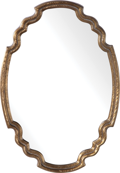 decorative mirror oval Uttermost Oval Mirror Finished In Gold Leaf, This Oval Mirror Adds Feminine Style To A Space With Its Curved Frame And French Glam Design. This Mirror May Be Hung Horizontal Or Vertical.