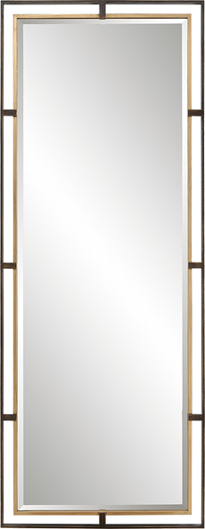 mirror design ideas Uttermost Tall Bronze & Gold Mirror This Iron Frame Features A 3-dimensional Design With An Outer Frame Finished In Distressed Rustic Bronze, Accented By A Lightly Antiqued Gold Leaf Inner Frame. This Mirror Is Complemented By A 1 1/4" Bevel And May Be Hung Horizontal Or Vertical.