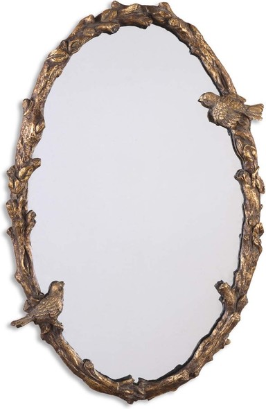 leaning mirror decor Uttermost Gold Vanity Oval Mirrors Distressed, Antiqued Gold Leaf With A Gray Glaze.