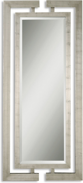 wood and mirror wall decor Uttermost Large Metal Modern Silver Mirrors Scratched Silver Leaf.