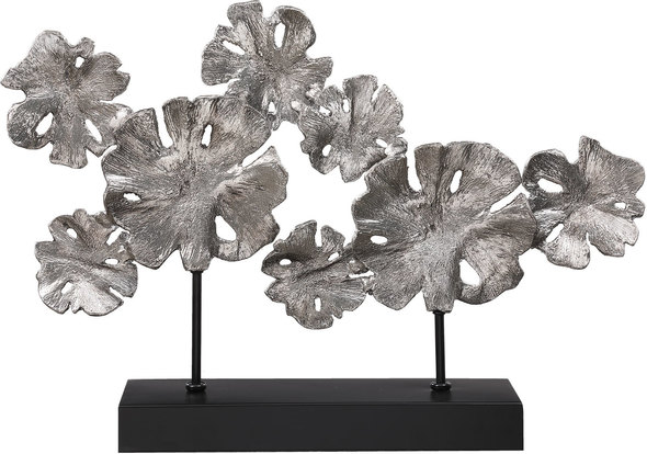 table statues for the home Uttermost Figurines & Sculptures Inspired By Lotus Flowers, This Sculpture Is Finished In A Contemporary Silver Leaf With Noticeable Texture And Distressed Details. The Piece Is Supported By An Iron Foot Finished In Matte Black.