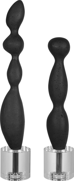 terrier dog statue Uttermost Figurines & Sculptures Set Of Two Abstract Sculptures Made Of Black Granulated Marble Set Atop Crystal Bases. Sizes: S-4x16x4, L-4x20x4.