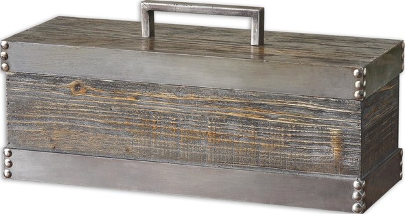 bathroom accessories box design Uttermost Decorative Boxes Natural Wood Box With A Light Chestnut Stain And Antiqued Silver Accents With A Lift-off Lid. NA
