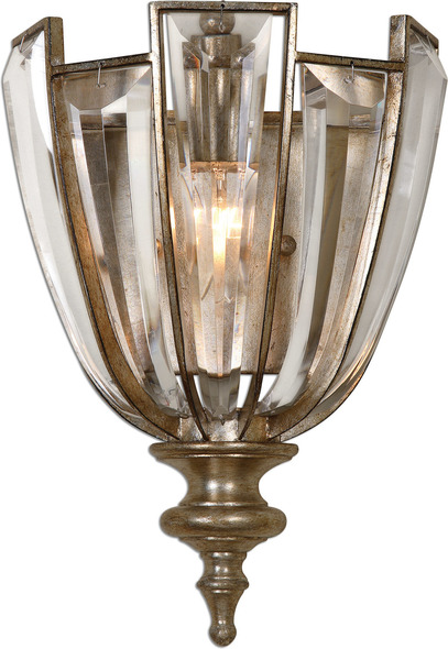 farmhouse outdoor sconce Uttermost Sconces Burnished Silver Champagne Leaf Finish With Beveled Crystal Details. NA