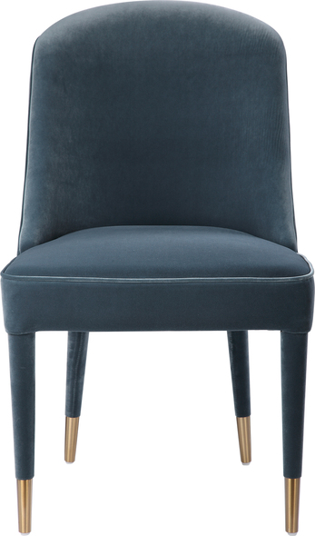 grey couch with accent chair ideas Uttermost  Accent Chairs & Armchairs Perfect For Modern Dining, This Armless Chair Features Sleek Lines Covered In A Slate Blue Velvet With Welted Trim And Accented With Brushed Brass Ferrules. Sold As A Set Of 2. Seat Height Is 19".