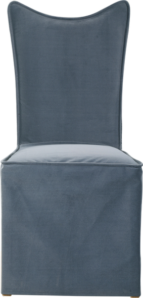 velvet wingback accent chair Uttermost  Accent Chairs & Armchairs Luxurious Velvet Slipcover Chair In A Light Smoke Gray With A Tailored Double Stitched Design And Welt Trim, Featuring A Concealed Zipper Back. Slipcovers Packaged Separately. Sold As A Set Of 2. Seat Height Is 19".