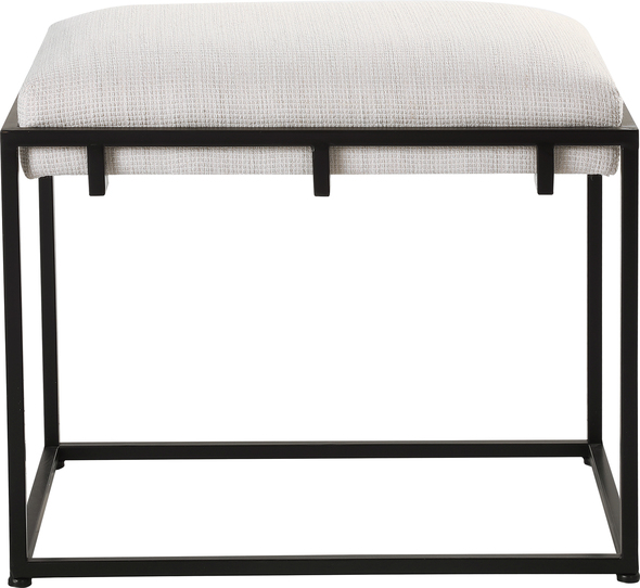 accent chair storage Uttermost  Small Benches A Classic And Sophisticated Color Combination, This Bench Features A Sleek Matte Black Iron Frame And Is Paired With A Plush Upholstered Seat In A Crisp White Waffle Textured Polyester.