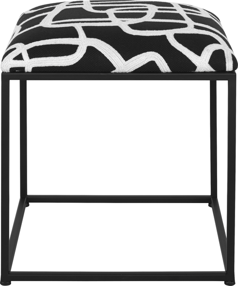 different types of chairs for living room Uttermost  Accent Stools Sophisticated With A Touch Of Whimsy, This Accent Stool Features A Cushioned Seat Upholstered In A Contemporary Black And White Embroidered Fabric, Atop A Matte Black Iron Base. Doubles As Added Seating Or A Footrest.