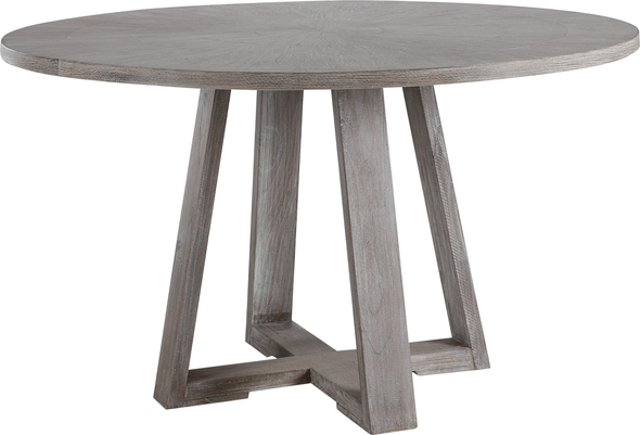 black and wood table Uttermost  Dining Table With Clean Casual Styling, This Dining Table Features A Richly Grained Oak Veneer Inlaid Top Finished In A Soft Gray With Hints Of Brown Undertones, Atop A Sturdy Elm Wood Trestle Base. Solid Wood Will Continue To Move With Temperature And Humidity Changes, Which Can Result In Cracks And Uneven Surfaces, Adding To Its Authenticity And Character.