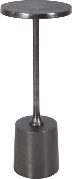 tall skinny end table Uttermost Accent & End Tables Minimalist In Style With A Chunky Base, This Solid Aluminum Drink Table Features A Textured Finish In Antique Nickel.