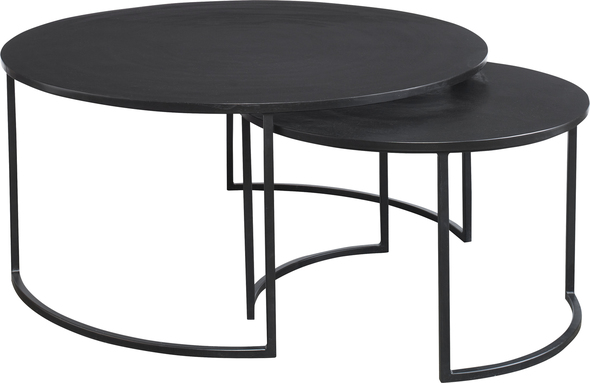 grey garden coffee table Uttermost Cocktail & Coffee Tables With Modern Minimalist Styling, These Nesting Coffee Tables Feature Textured Cast Aluminum Tops In An Oxidized Black Finish, On Aged Black Forged Iron Bases.