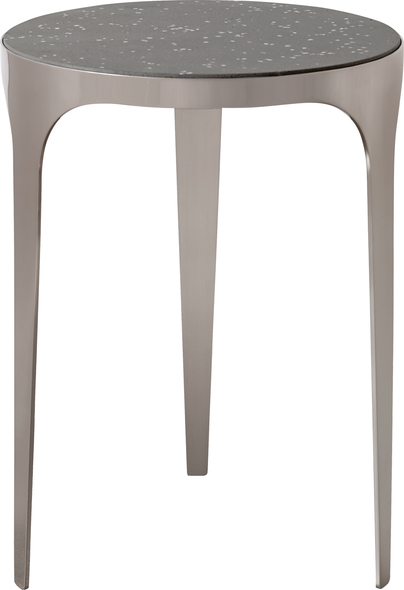 rectangular side table Uttermost Accent & End Tables This Modern Side Table Features A Circular Top Made From Light Gray Concrete With White Fleck Details, Creating A Terrazzo Look. The Sleek Metal Base Is Finished In Plated Brushed Nickel.