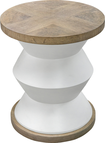 accent table set Uttermost Accent & End Tables This Modern Side Table Showcases A Geometric Base Finished In Matte White. The Top Features A Light Honey Toned Stain Over An Oak Veneer Marquetry Pattern, With Burl Accents.