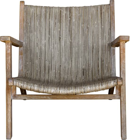 chair seating Uttermost  Accent Chairs & Armchairs Inspired By Casual Coastal Style, This Accent Chair Features A Solid Mango Wood Frame In A Natural Finish With Light Whitewashed Details. The Seat And Back Are Made With Natural Woven Rattan In Neutral Beige And Light Gray Tones. Seat Height Is 16".