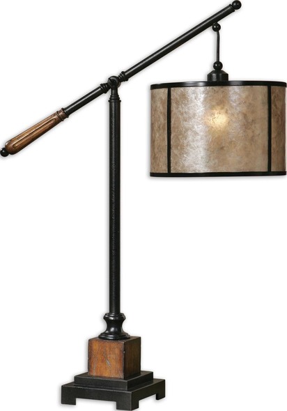 modern side lamps for bedroom Uttermost Woodtone Desk Buffet Lamps Aged Black Metal Accented With Solid Wood Details Finished In A Heavily Distressed Rustic Mahogany And A Light Rottenstone Glaze. Carolyn Kinder
