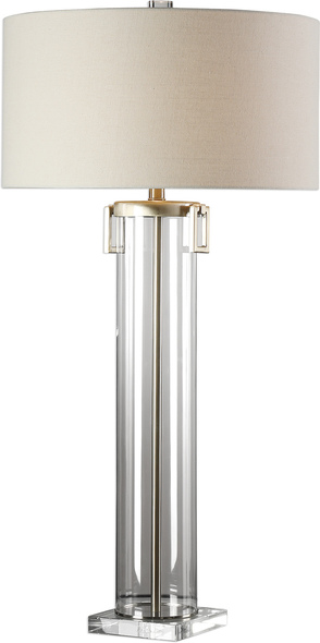  Uttermost Tall Cylinder Lamp Table Lamps This Substantial Lamp Features A Clear Acrylic Tall Cylinder, Accented With Light Champagne-nickel Plated Details And A Thick Crystal Foot.