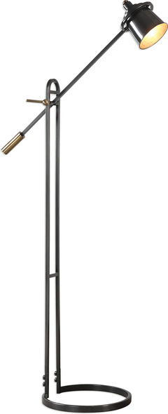 standing flower lamp Uttermost Dark Oil Rubbed Bronze Floor Lamp This Steel Lamp Features A Delicate Stature With A Wide Footprint, Finished In A Plated, Dark Oil Rubbed Bronze, Accented With Antique Brass Details. The Shade Arm Is Adjustable In Height And Shade Pivots Left And Right.