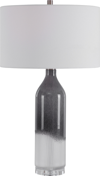 desk small lamp Uttermost Art Glass Table Lamp Table Lamps Perfect For Any Room Style, This Art Glass Table Lamp Features A Transitional Style With An Light Gray And Frosted White Ombre Look, Displayed On A Thick Crystal Foot Accented With Brushed Nickel Details.