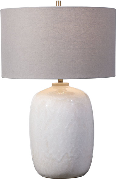 goddess lamp Uttermost White / Ivory Glaze Table Lamp Simple Yet Versatile, This Ceramic Table Lamp Features A Cream-ivory Drip Glaze With Subtle Texture, Accented By Brushed Nickel Plated Details.