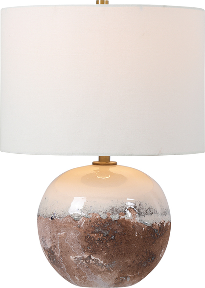 bed side table light Uttermost Terracotta Accent Lamp This Accent Lamp Features A Ceramic Base Finished In An Earthy Terracotta Rust That Transitions Into A Crackled Aged White Glaze, Accented With Light Antique Brass Plated Details.