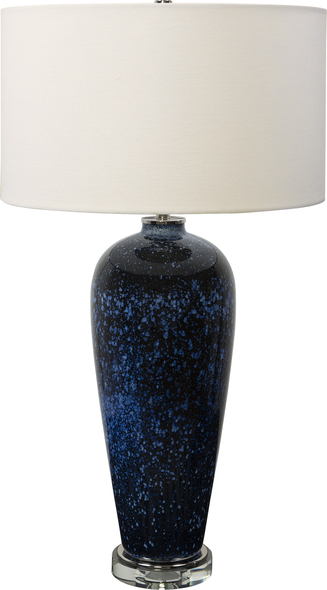 basic desk lamp Uttermost Cobalt Navy Table Lamp Reminiscent Of The Evening Sky, This Beautiful Table Lamp Features An Art Glass Base With Shades Of Navy, Cobalt And White Accented By An Elegant Crystal Foot And Polished Nickel Plated Details.