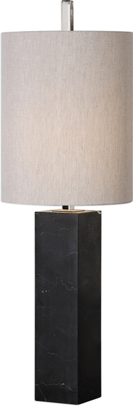 vintage gold desk lamp Uttermost Marble Column Accent Lamp Chunky, Black Marble Column With Subtle White Veining, Accented With Polished Nickel Plated Details.