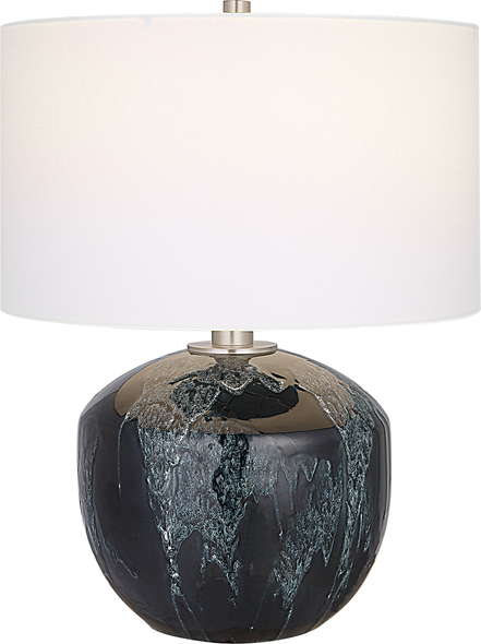  Uttermost Deep Green Table Lamp Table Lamps This Ceramic Table Lamp Features A Deep Emerald Green Drip Glaze With Subtle Ivory Undertones Paired With Brushed Nickel Plated Details.