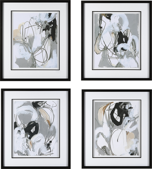 wall art kitchen wall decor ideas Uttermost Abstract Art Black Frame, White And Black Matting, Gray, White, Black, Brown, Abstracts, Prints, Under Glass