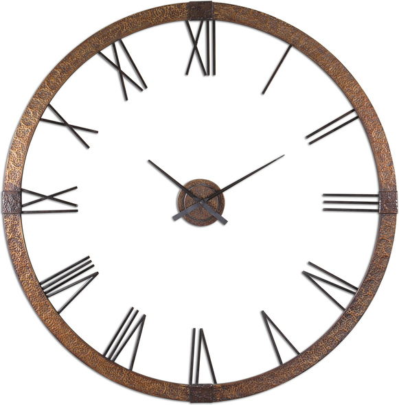 best wall clock for office Uttermost Wall Clocks Hammered Copper Sheeting With A Light Gray Wash And Aged Black Details. Center Hands Movement Is Separate From The Outside Frame. Quartz Movement Ensures Accurate Timekeeping. Requires One "C" Battery. Carolyn Kinder