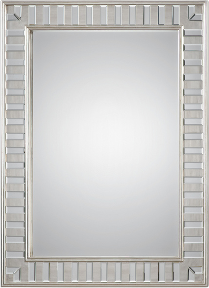 flower floor mirror Uttermost Silver Leaf Mirror Solid Pine Frame Finished In A Lightly Antiqued Silver Leaf Decorated With Small Beveled Mirrors.