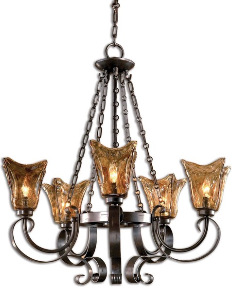 6 light shaded chandelier Uttermost Chandeliers Oil Rubbed Bronze With Toffee Art Glass Shades. Carolyn Kinder
