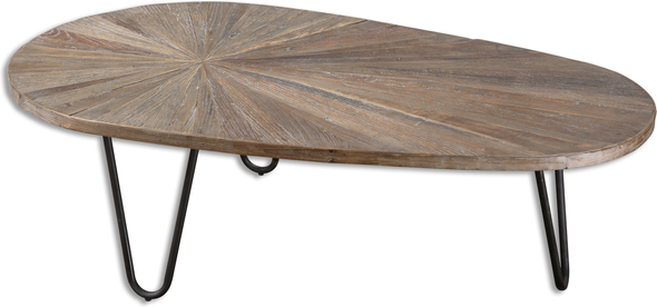 outdoor wood coffee table Uttermost Cocktail & Coffee Tables Asymmetric Burst Of Recycled Elm Wood With A Weathered Gray Wash, Set On Forged, Black Iron Legs. Reclaimed Wood Is Restored From A Previous Life As Old Doors, Railroad Ties, Etc, And Features Old Nail Holes, Mineral Staining, And Natural Imperfections. Note That Solid Wood Will Continue To Move With Temperature And Humidity Changes, Which Can Result In Small Cracks And Uneven Surfaces, Adding To Its Authenticity And Character.