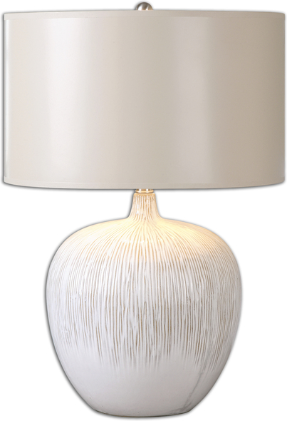 standing globe lamp Uttermost Textured Ceramic Table Lamps Textured Ceramic Base Finished In A Distressed Aged Ivory Glaze With Dark Tan Undertones.