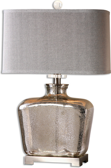 Uttermost Mercury Glass Table Lamps Table Lamps Speckled Mercury Glass With Brushed Nickel Plated Details And Crystal Accents.