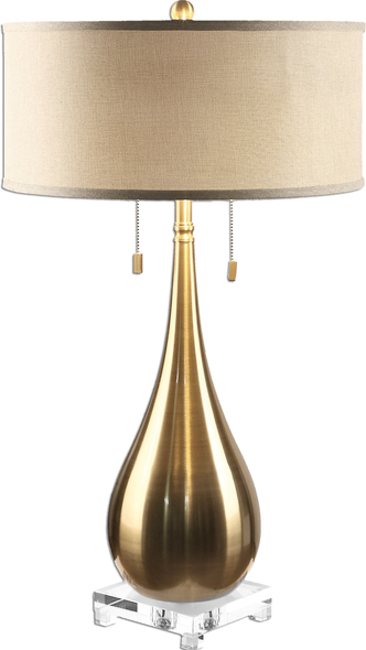 globe table lamp Uttermost Brushed Brass Lamps Curved Metal Base Finished In A Plated Brushed Brass Accented With A Crystal Foot.