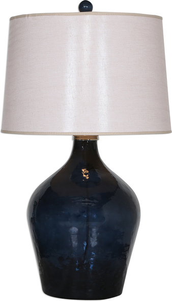 glass table lamp shades Uttermost Lamps Lightly Hammered Midnight Blue Glass Accented With Polished Nickel Plated Details.