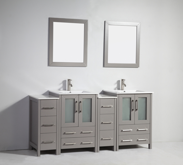 90 inch double vanity Vanity Art Gray