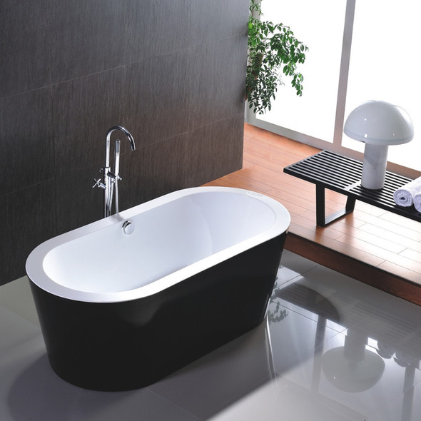 oval stand alone bathtub Vanity Art Black