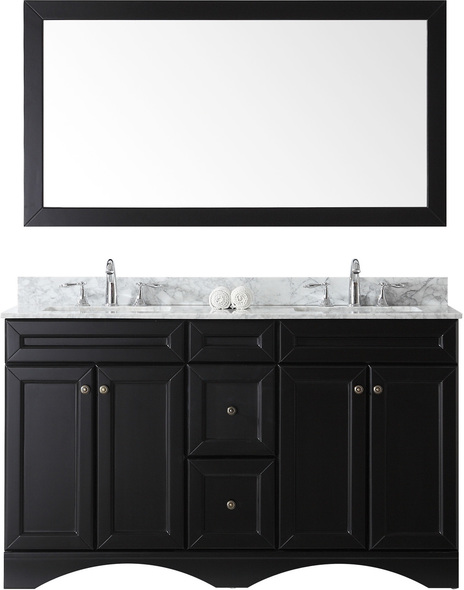 white vanity with black top Virtu Bathroom Vanity Set Dark Transitional