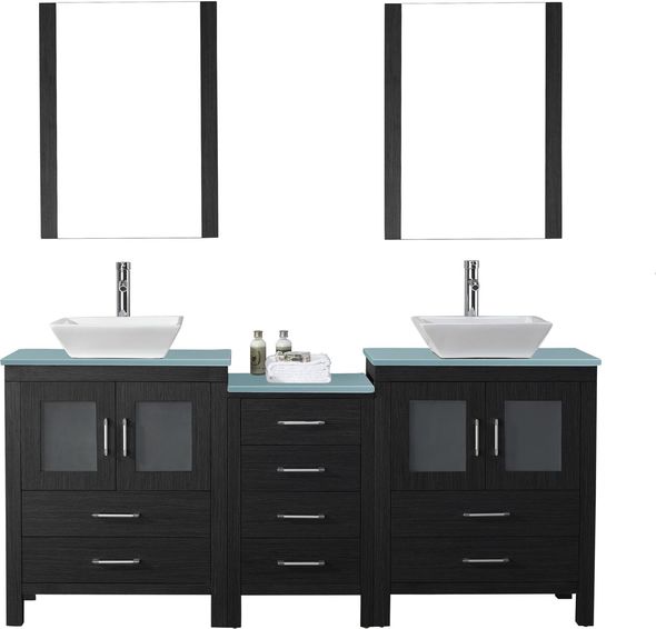 70 bathroom vanity top double sink Virtu Bathroom Vanity Set Dark Modern