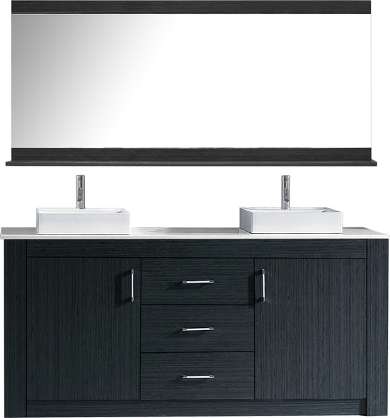 bathroom cabinet between sinks Virtu Bathroom Vanity Set Medium Modern