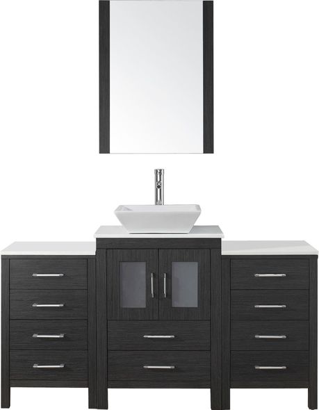 white vanity with wood top Virtu Bathroom Vanity Set Dark Modern