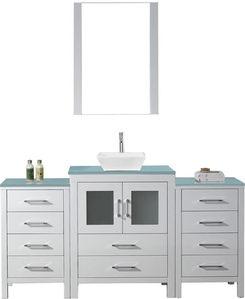 double sink vanity with storage tower Virtu Bathroom Vanity Set Light Modern