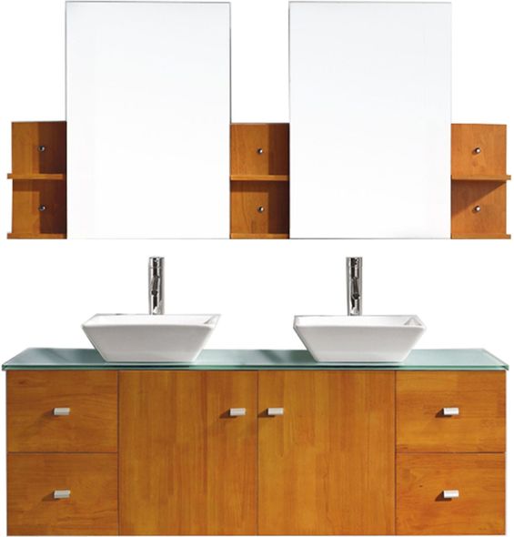 small sink with cabinet Virtu Bathroom Vanity Set Honey Oak Modern